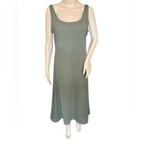 Polo Ralph Lauren Womens Dress Olive Dark Green Matte MIDI Jersey Sleeveless M
